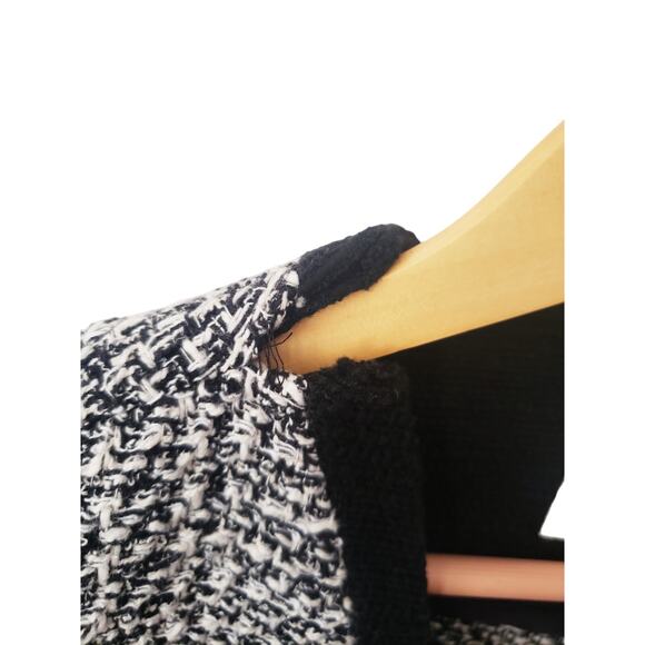 Kate Spade Scalloped Open-front Tweed Jacket Black/White - Picture 10 of 10